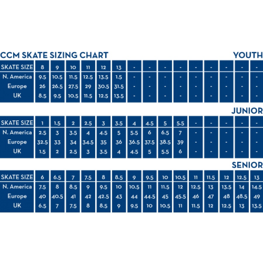 Ccm Skate Size Chart